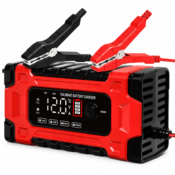 Імпульсний зарядний пристрій 12V/10A&ndash;24V/5A для автомобільних акумуляторів з LED-дисплеєм AP-773 фото