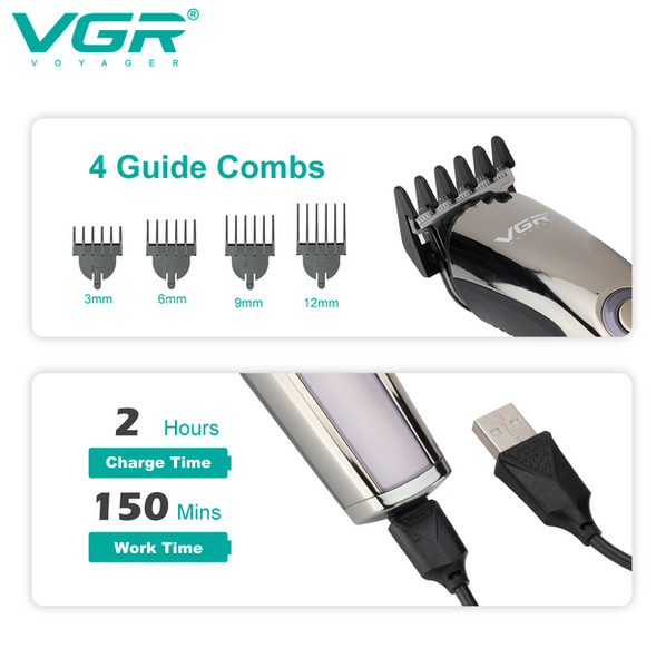 Машинка для стрижки та тример VGR V-107 11в1 з LED-дисплеєм, акумуляторна, набір для волосся, бороди та тіла AP-541 фото