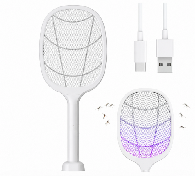 Электрическая USB мухобойка от комаров и мух | Аккумуляторный уничтожитель насекомых с подставкой AP-650 фото