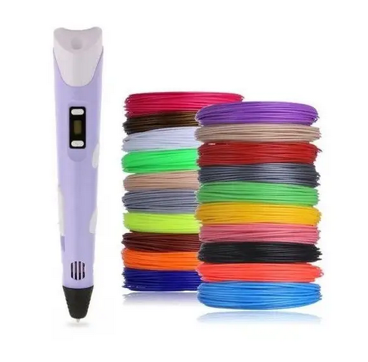 3D-ручка для малювання 3D Pen 3 Фіолетова + 100 м різнокольорового пластику та трафарети AP-456 фото