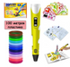 3D-ручка для рисования 3D Pen 3 Желтая + 100 м разноцветного пластика и трафареты AP-457 фото 2