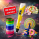 3D-ручка для рисования 3D Pen 3 Желтая + 100 м разноцветного пластика и трафареты AP-457 фото 1